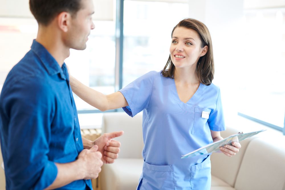 nurse comforting patient